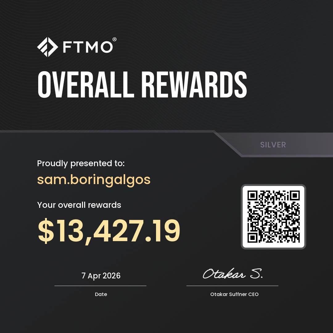 FTMO Overall Rewards $13,427.19